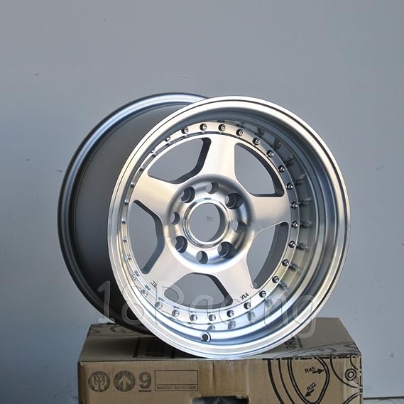 4 Pcs Rota Kyusha Wheels 15x9 Pcd:4x100 Offset:-15 Hb:67.1 Full Polish Silver 4" Lip
