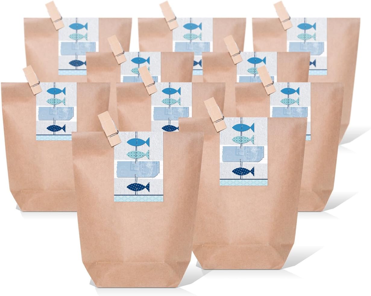 Logbuch-Verlag 25 kleine FISCHE maritim blau Verpackung Geschenktüte Kommunion Taufe Hochzeit Gastgeschenk Geschenk Papierbeutel Geburtstag