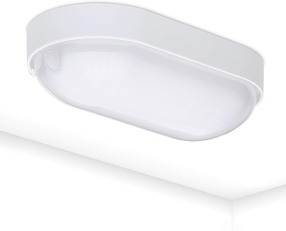 Oktaplex LED Kellerlampe BASE 230 V 9W IP65 Oval Deckenleuchte Weiß [Energieklasse F]