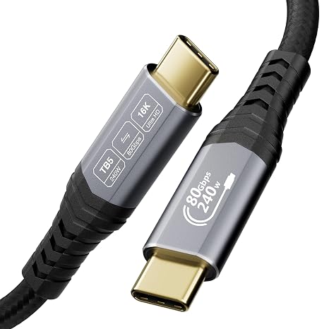 Thunderbolt 5 cable 2m, Upto 120Gbps Data Compatible with Thunderbolt 5,Thunderbolt 4 Cable USB 4,16K/8K@60Hz UHD Video,240W USB C Cable for MacBooks,Hub,Dock,eGPU,Laptops,Monitor