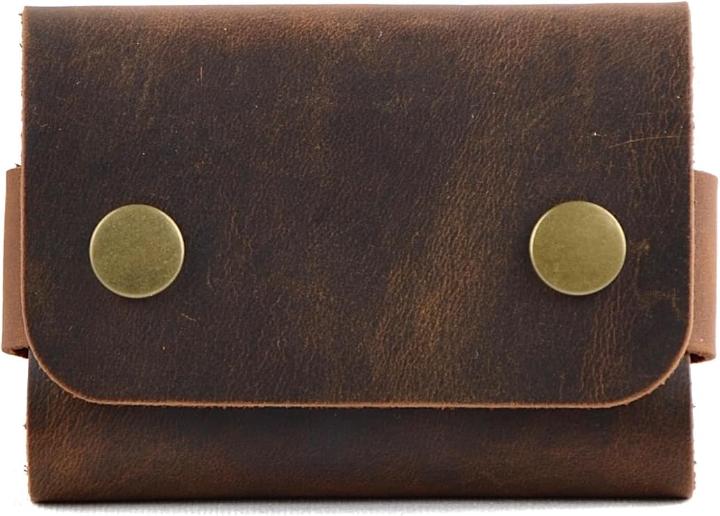 Hakiki Deri Kartlık, Kredi Kartı Cüzdanı, El Yapımı Minimal, Erkek & Kadın Minimalist Kartlık, Küçük Kartvizitlik, Hediyelik Ürün Şık Para ve Kartlık çç (taba)