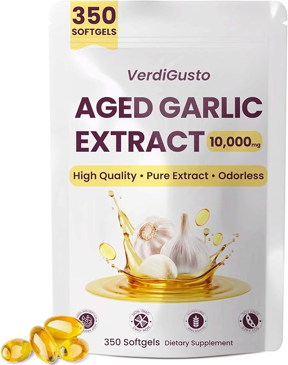 10000mg Aged Garlic Extract | 350 Softgels | Odorless Garlic Supplements | Antioxidant Support & Cognitive Function | Pure Allium Sativum 20:1 Extract | Non-GMO, Gluten-Free