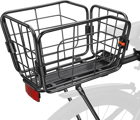 ONVIAN Rear Bike Rack, Aluminum Alloy Bike Cargo Rack, 22L Large Capacity Bicycle Basket, Foldable & Removable for Adult Bikes, 165 LB Load