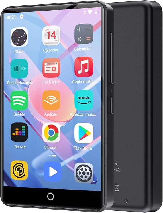 MP3 Player with Bluetooth and WiFi Oilsky 80GB Portable MP3 Music Player with Spotify Audible Deezer 4 Inch 1080P Touchscreen MP4 Player Android 9.0 (Black)