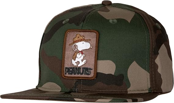 Peanuts Camo Snoopy Adjustable Flat Bill Hat