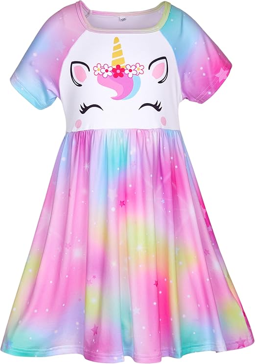 ICOSY Girls Nightgown, Soft Unicorn Pajamas for Kids 3-9Y