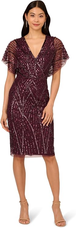 Adrianna Papell Women's Beaded Dolman Sleeve Dress