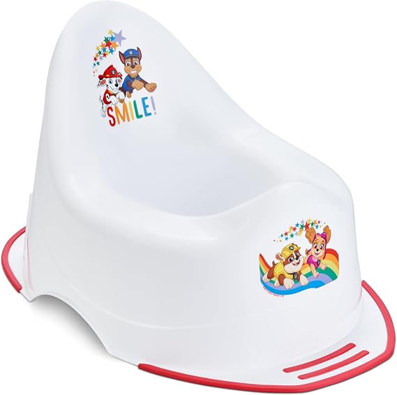 Paw Patrol Potty High‑Back Toddler Potty with Handles, Non‑Slip & Front Splash Guard, Lightweight & Easy Clean Hygienic Plastic, Portable, for Ages 18M+, Max Weight 40kg