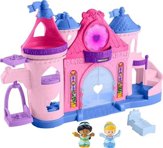 Fisher-Price Little People Disney Princess Lights & Dancing Castle | Magical Light-Up Playset, Cinderella & Jasmine Figures, Music and Sounds, Pretend Play, Toddlers Ages 18+ Months