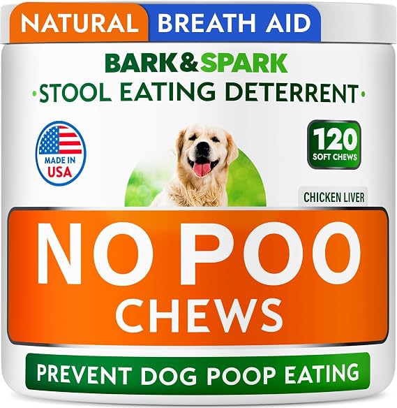 No Poo Chews for Dogs - Coprophagia & Stool Eating Deterrent with Probiotics, Digestive Enzymes & Breath Aid Support - Stop Dog Poop Eating | Probiotics, Digestive Enzymes & Breath Aid Support - Stop Dog Poop Eating - 120 chews