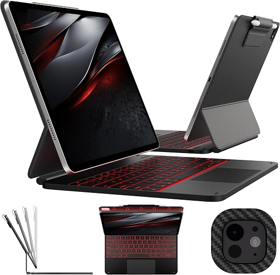typecase Keyboard Case for iPad Pro 13-inch (M5 2025/M4 2024), Magic Keyboard with 11 Colors Backlight, Keyboard Case with Pencil Holder, Multi-Touch Trackpad, Easy-Set Magnetic Stand, Carbon Fiber