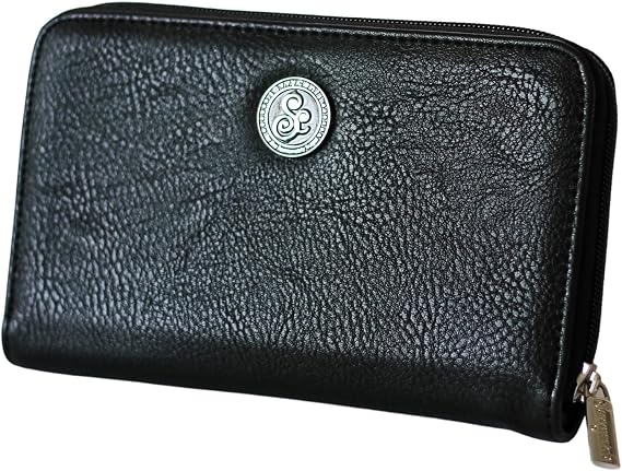 Cash Budgeting Wallet (Black Matte), Zip Around, Accordion File System, Wristlet Strap, Women's Wallet