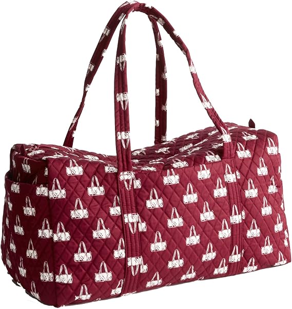 Vera Bradley Women's Large Original Duffel Bag-Premium Cotton Travel, Iconic Paisley Green Jacket, One Size