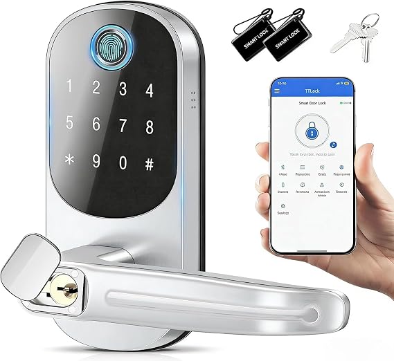 Smart Door Lock, Fingerprint Door Lock, 12-in-1(Fingerprint/passcode/APP/IC Card/Key) Password Bluetooth Smart Locks,Biometric Electronic Smart Lock for Home, Office, Hotel Office, Apartment