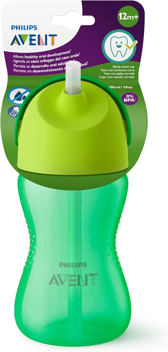 Philips Avent Pipetli Bardak, 12 Ay+, 300 ml, Desenli, Damlatmaz, Kolay Tutuş, Bulaşık Makinesinde Yıkanabilir, BPA İçermez, Yeşil, SCF798/01
