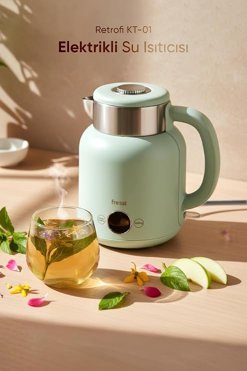 Elektrikli Su Isıtıcı Kettle, 1.5 L, Su Yeşili, Retro KT-01
