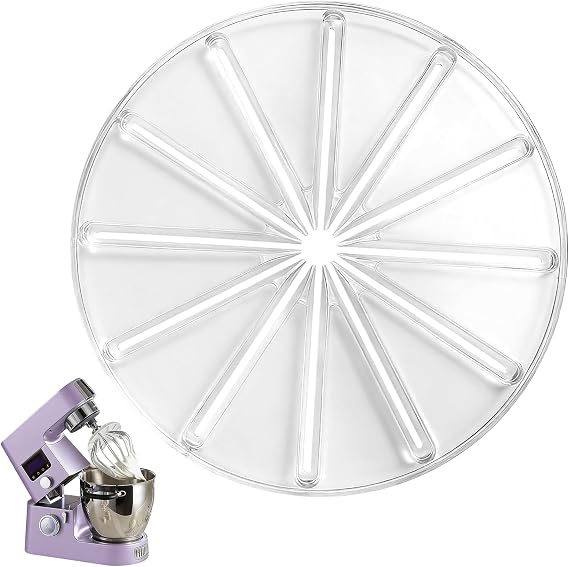 Round Wire Whisk Anti-Splatter Baffle for Mixers - Clear Splatter Guard, Whisk Scraper & Wiper Attachment for 4.5QT 5QT Tilt-Head Stand Mixers, Easy Cleaning Mixer Accessories