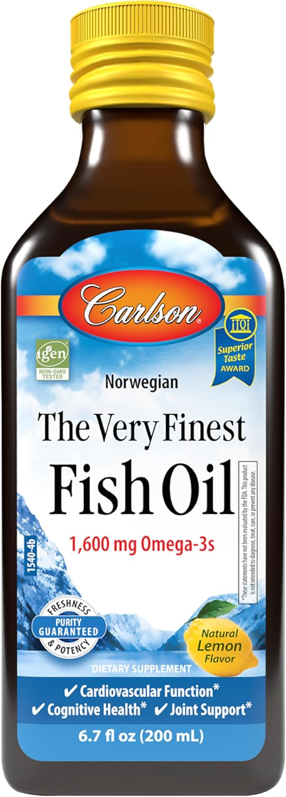 Carlson The Very Finest Fish Oil, 1600 mg, Omega-3s, 200 mL (6.7 Fl Oz)