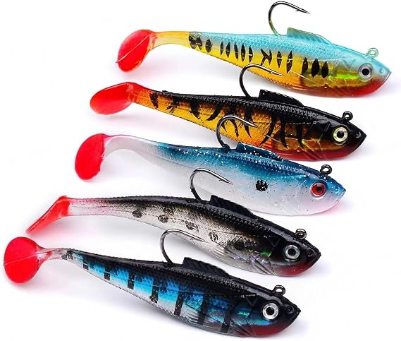 5 Pcs Fishing Lures with BKK Hooks Sea Water Fishing Minnow Lures Topwater Swimbait for Bass, Trout, Pike, Perch - Ideal for Family Fishing