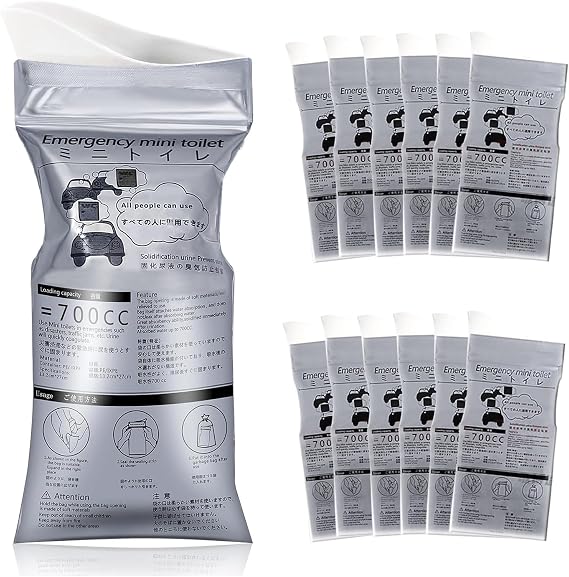 12 pcs Disposable Urine Bags, 700ml Pee Bags, Traffic Jam Emergency Portable Urine Bag for Camping Travel Outdoor Urinal Toilet Car Gel for Men Women Kids Children Patient and Pregnant