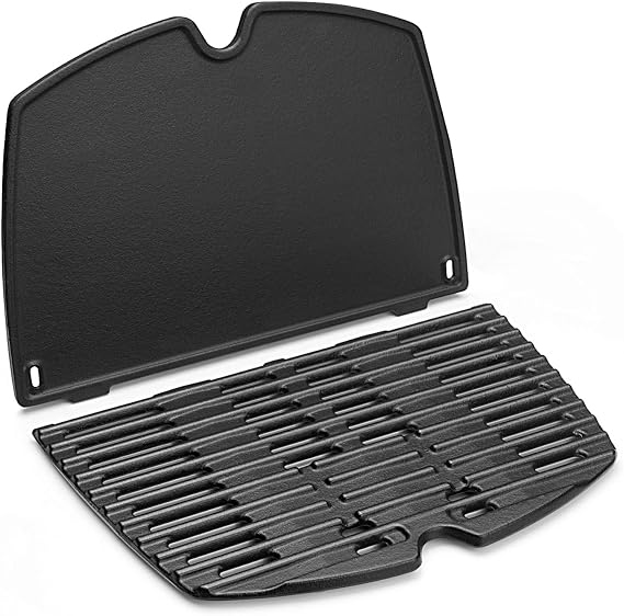 7645 Cast Iron Cooking Grate for Weber Q200 Q220 Q2000 Q2200 Series 27.3 x 38.9 cm Grill Pan Replacement Parts for Weber Grill Set with Grill Grate Replacement Parts (6559 + 7645 Grill Plate)