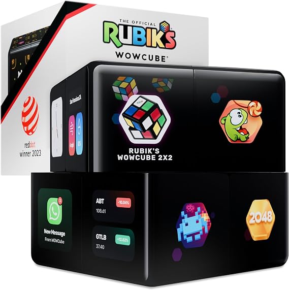 Rubik's WOWCUBE - Handheld Game Console, 100+ Games and Apps for Teens and Adults (Ages 13+) - STEM Certified Entertainment System - 24 Screens Interactive Gaming Cube