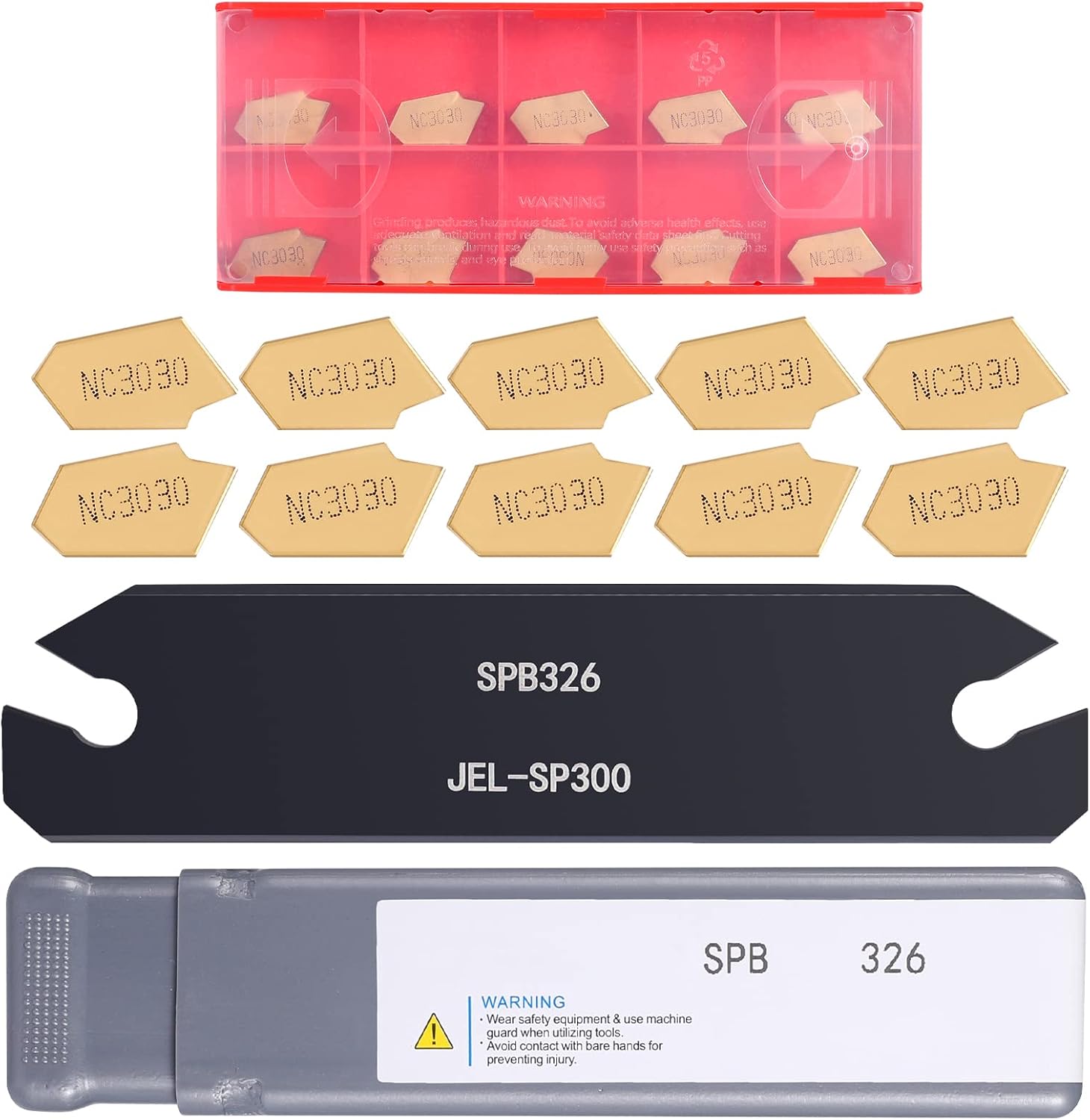 VerRich Lathe Parting Tool,Lathe Cut Off Tool SPB326 with 10pcs GTN-3 NC3030 Carbide Inserts