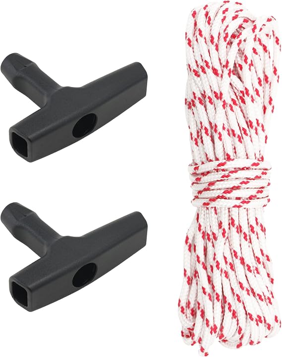 KINGLAKE Pull Cord Rope 3.5mm,32.8ft Pull Start Cord Recoil Starter Rope with 2 Starter Handle,Universal Pull Cord Replacement Lawn Mower Pull Cords for Chainsaw,Lawn Mower,Trimmer Engine