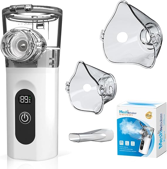 Portable Nebuliser Machine for Adults and Kids, Handheld Nebuliser Inhaler with Digital Display, Spray Nebuliser with Charging Function and Automatic Cleaning Functions Suit for Home and Travel