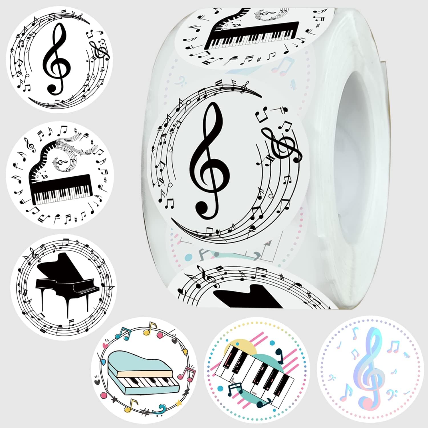 500PCS Piano Notes Stickers Party Favors-Piano StickerNotes StickerRound Sticker Party Supplies Decorations Musician Birthday Baby Shower Party Favors