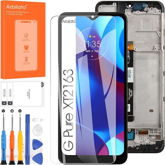Screen for Motorola Moto G Pure Screen Replacement for Moto XT2163 LCD Screen XT-2163-4,XT2163-4,XT2163DL Touch Display Digitizer Assembly Repair Parts(Black with Frame)