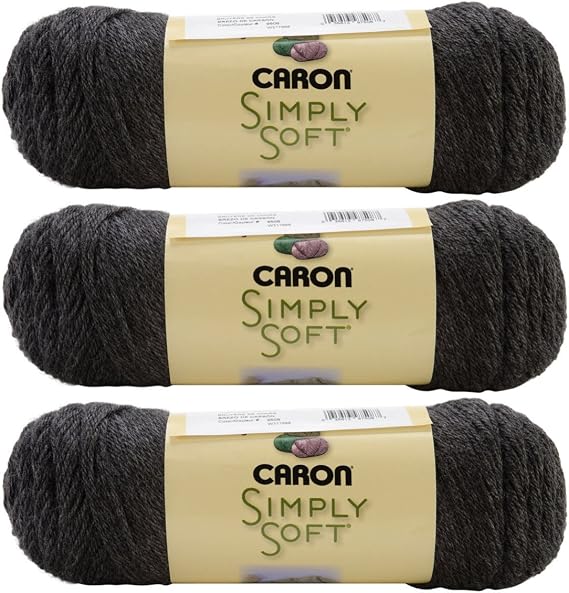 Caron Bulk Buy Simply Soft Heather Yarn (3-Pack) Charcoal H9700H-9508