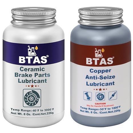 BTAS Brake Synthetic Ceramic Grease 8 oz & Copper Anti-Seize Lubricant 8 oz