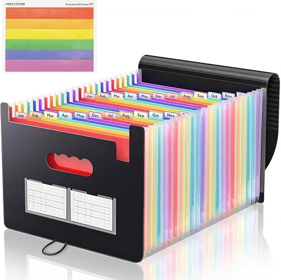 25 Pocket A4 Accordion Expanding File Organizer for Bills, School & Office