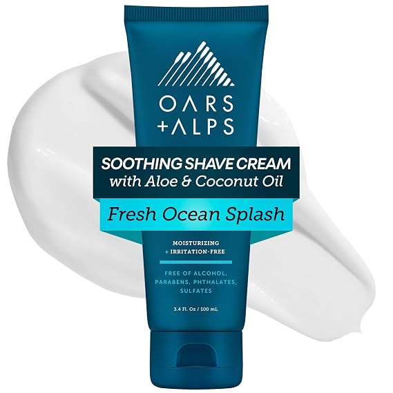 Oars + Alps Soothing Men's Shaving Cream, Dermatologist Tested, 1pk, 3.4oz