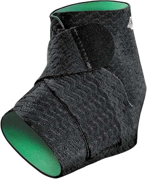 Mueller Sports Medicine Green Adjustable Ankle Support Brace, Ankle Pain Relief Support for Men and Women, Ideal for Sprains, Strains, Arthritis, Black, One Size