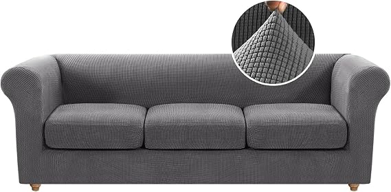 Stretch Chesterfield Sofa Cover with Separate Cushion Covers for Living Room Soft Non-Slip Sofa Slipcover Furniture Protector for Dogs Feature Thick Jacquard Fabric (Sofa,Dark Gray)