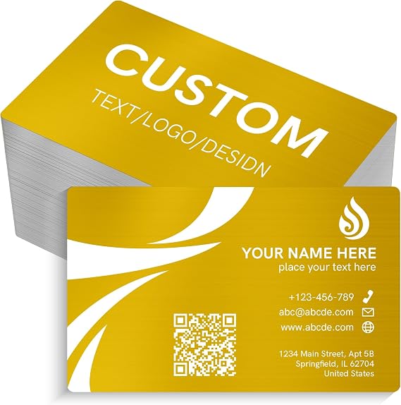 20-500 Custom Metal Business Cards Engraved Logo Text QR Code for Branding
