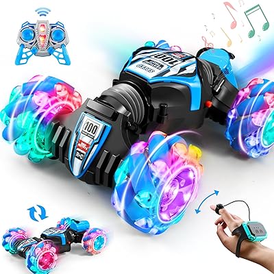 Xakava Gesture Sensing RC Stunt Car with Light & Music  Tail Spray - RC Car Toys for 6-12 yr Boys Girls, Drift Hand Controlled Remote Control Twist Cars Offroad 360° Rotation for Birthday Gifts