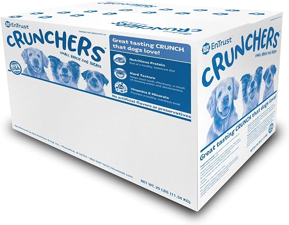 Blue Seal EnTrust CRUNCHERS Dog Treats Size Small | Premium Ingredients | Assortment | 25 LB Box
