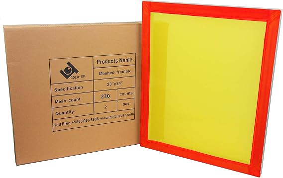 20 x 24 Inch Pre-Stretched Aluminum Silk Screen Printing Frames with 230 Yellow Mesh (2 Pack Screens)