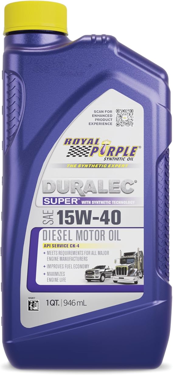 Royal Purple 01154 API-Licensed SAE 15W-40 High Performance Synthetic Motor Oil - 1 Quart Bottle