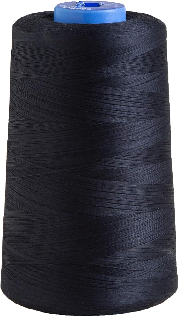 Connecting Threads Black 100% Cotton Thread Cone | Large 5000 yard thread cone for sewing, quilting, and crafting.