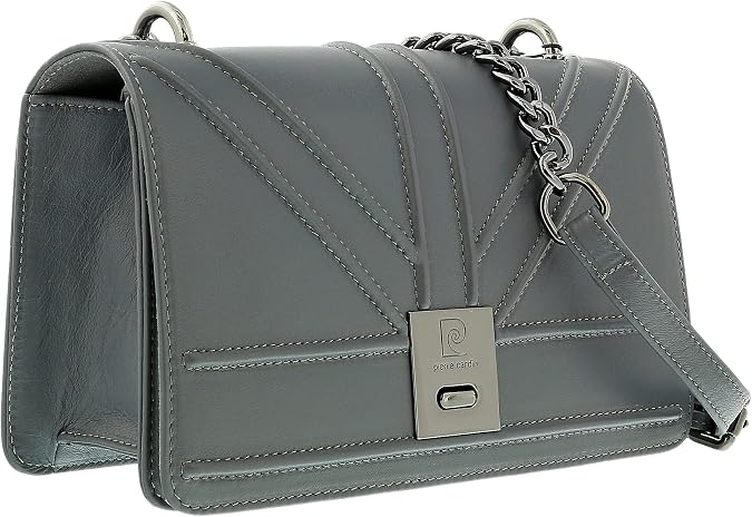 Pierre Cardin Grey Leather Large Structured Shoulder Bag