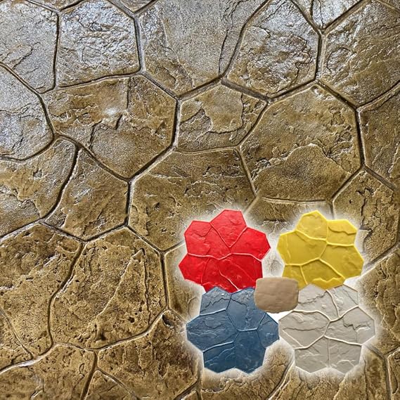 Random Stone Concrete Stamps Set of 5 - Made in USA 29" x 29 - Durable Polyurethane, Flexible & Rigid Forms for Driveways and Patios (SM 1903)