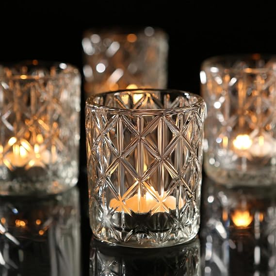 24 Pack Votive Candle Holders, 2x2.5inch Glass Clear Tealight Candle Holder