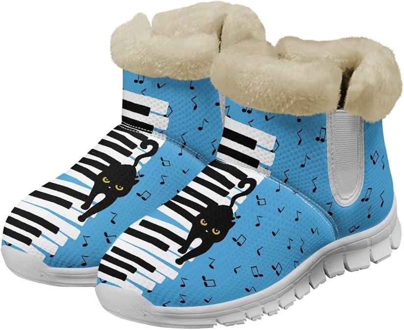 JoyLamoria Unisex Winter Snow Boots Non Slip Ankle Boots Slip On Comfy Walking Boots Foot Wear Arch Support