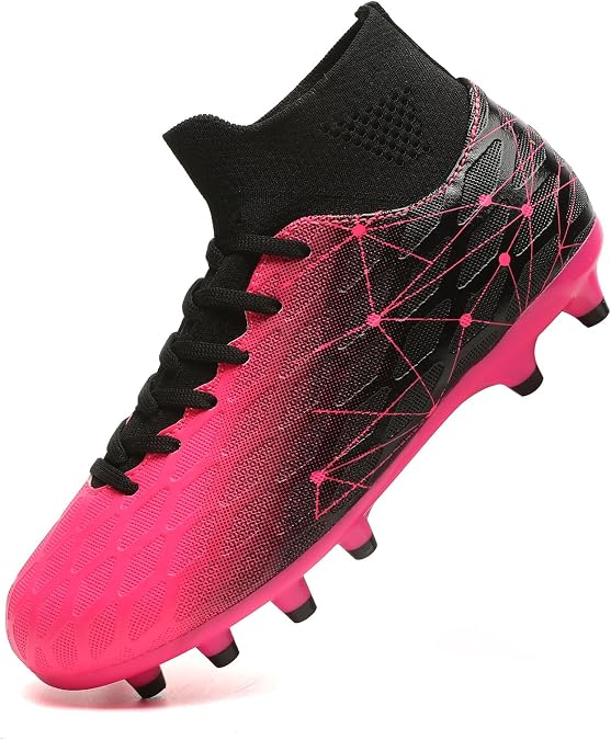 Hanani Boys Girls Soccer Cleats for Kids Football Shoes | High Top Training Youth Football Cleats Outdoor/Indoor Athletic Turf Shoes