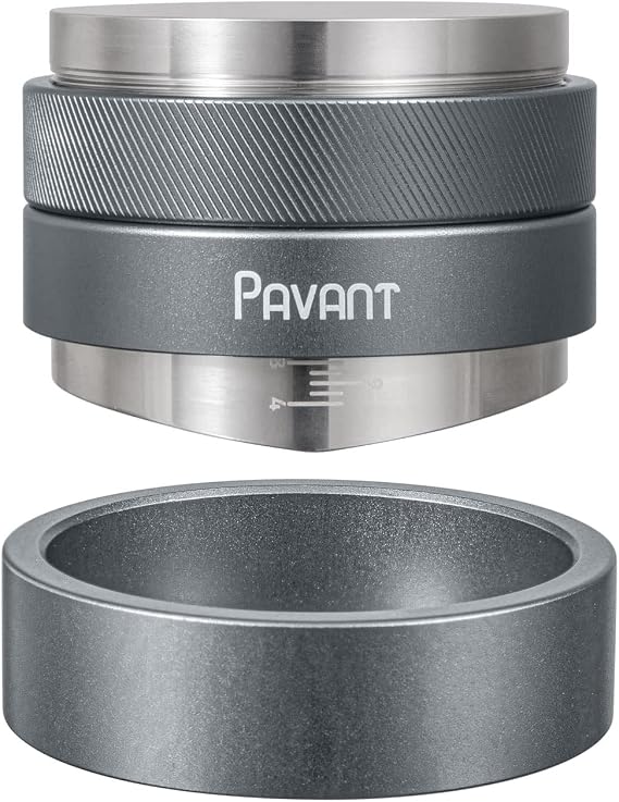 53.3mm Espresso Wedge Distributor and Palm Tamper, Pavant Dual Head Coffee Distribution Tool with V Shape Base, Adjustable Depth Coffee Leveler & Hand Tamper Fits 54mm Breville Portafilter