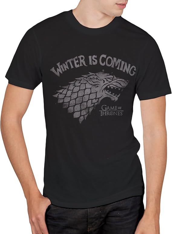 Game of Thrones - Winter is Coming Bold Print - T-Shirt (Large) Black